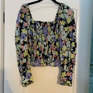Free People Flower Smocked Top